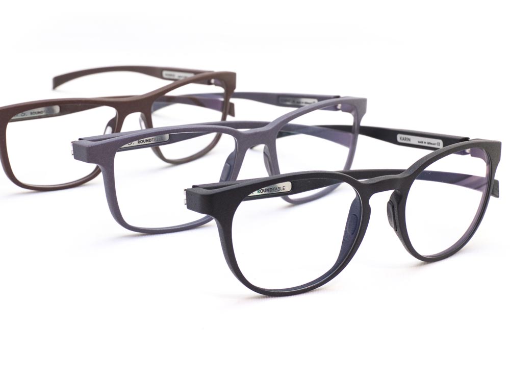 drei mal 3D-druck Kunststoffbrille Made in Germany erhältlich in Ingolstadt bei Optik Reichart Münchener Straße 93 und im Brillenstudio Schönauer Lena-Christ-Str. 2a