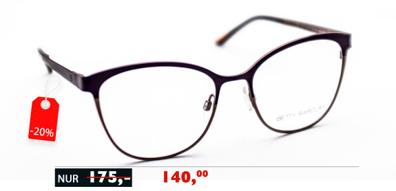 Sale bei Optik Schönauer in Ingolstadt, Betty Barcley Designerbrille um bis zu 50% reduziert.