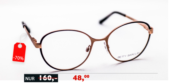 Sale bei Optik Schönauer in Ingolstadt, Betty Barcley Designerbrille um bis zu 50% reduziert.