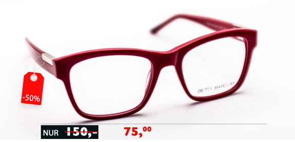 Sale bei Optik Schönauer in Ingolstadt, Betty Barcley Designerbrille um bis zu 50% reduziert.