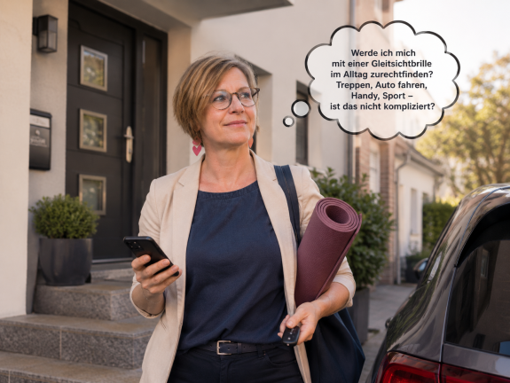 frau erste gleitsichtbrille